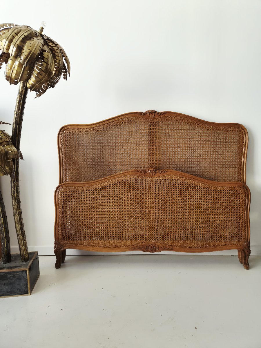 Lit français des années 1950 à double cannage, style Louis XV-photo-4