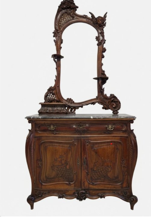 Ensemble de chambre italien Art déco ancien – Mobilier style château-photo-4