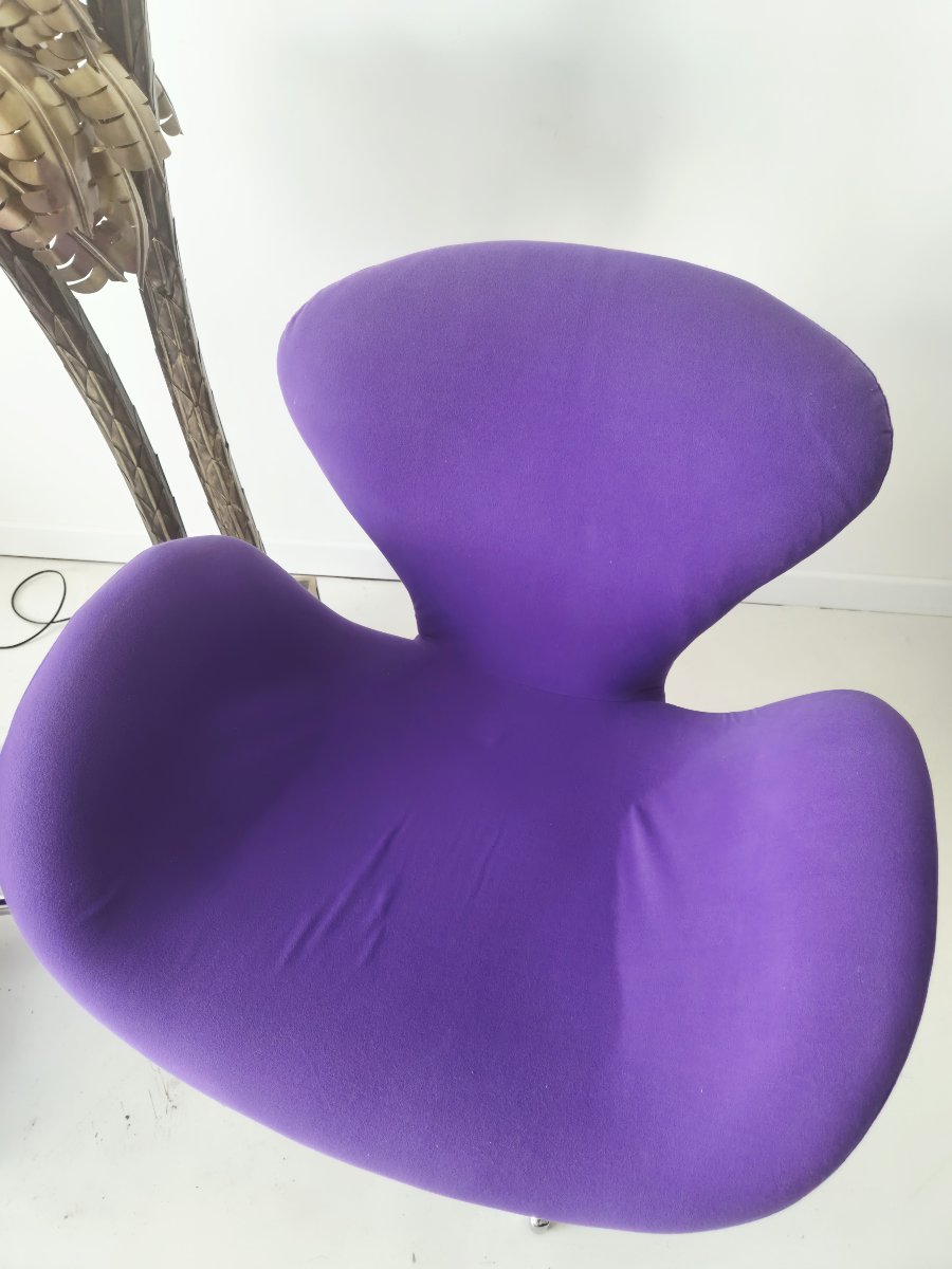 Paire de fauteuils pivotants rétro style « Swan » (Cygne), façon Arne Jacobsen-photo-3