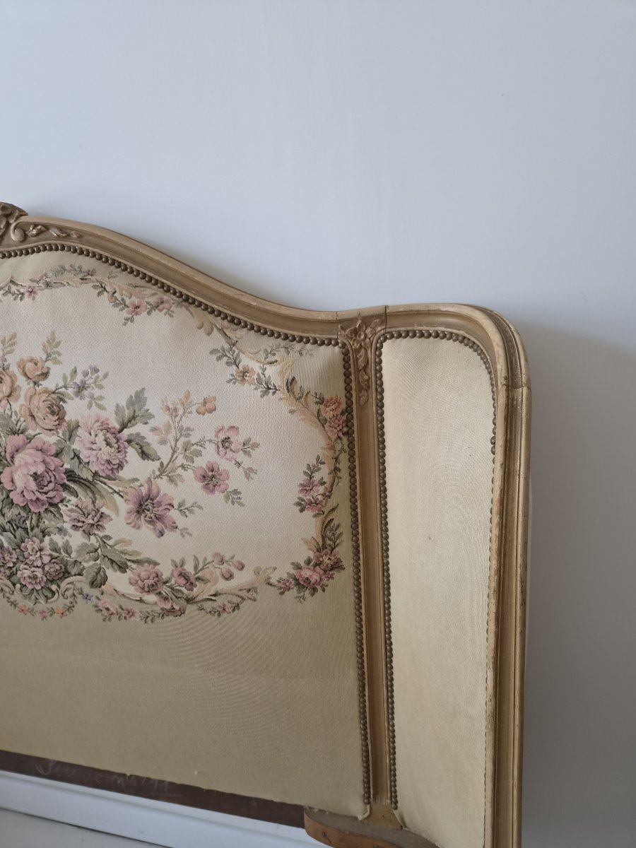 Lit corbeille Louis XV, tapissé, taille King (150 cm)-photo-4