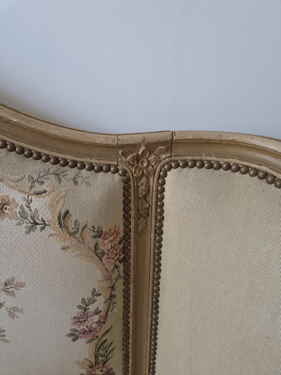 Lit corbeille Louis XV, tapissé, taille King (150 cm)-photo-1