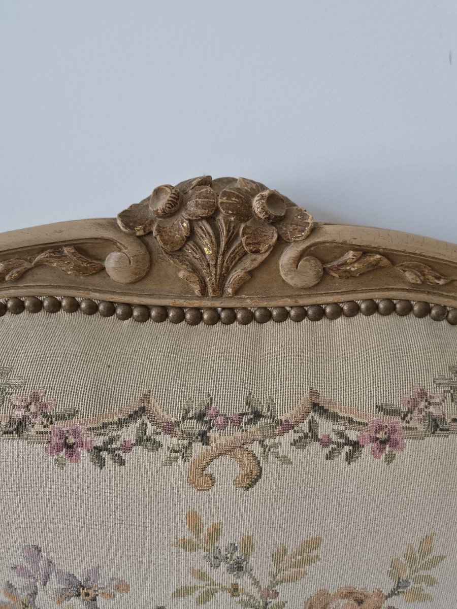 Lit corbeille Louis XV, tapissé, taille King (150 cm)-photo-2