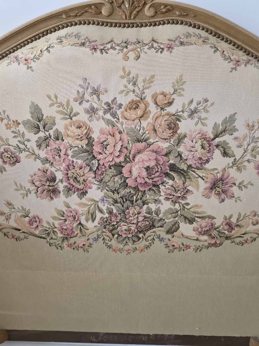 Lit corbeille Louis XV, tapissé, taille King (150 cm)-photo-3