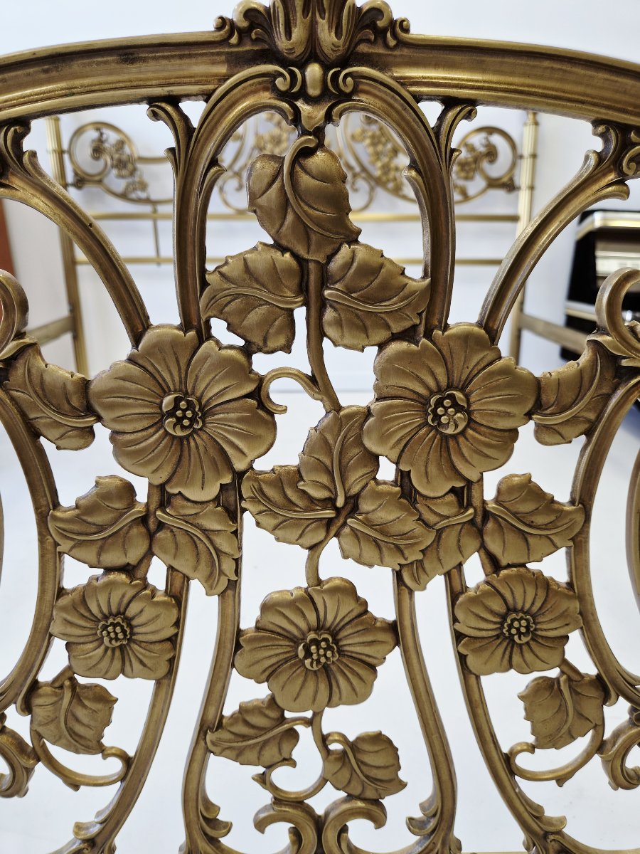 Cadre de lit ancien et ornementé en laiton moulé et bronze doré (style ormolu) – Taille EU King-photo-2