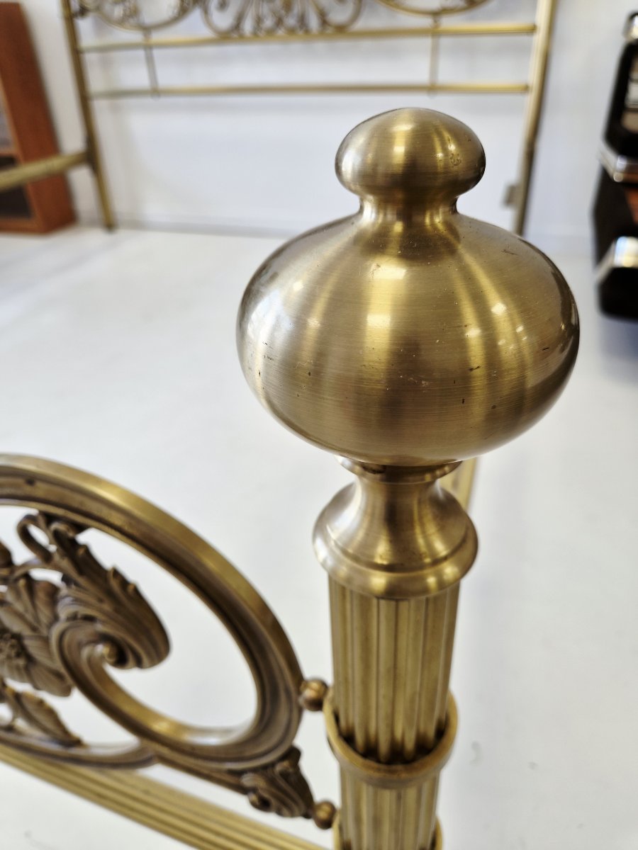 Cadre de lit ancien et ornementé en laiton moulé et bronze doré (style ormolu) – Taille EU King-photo-3
