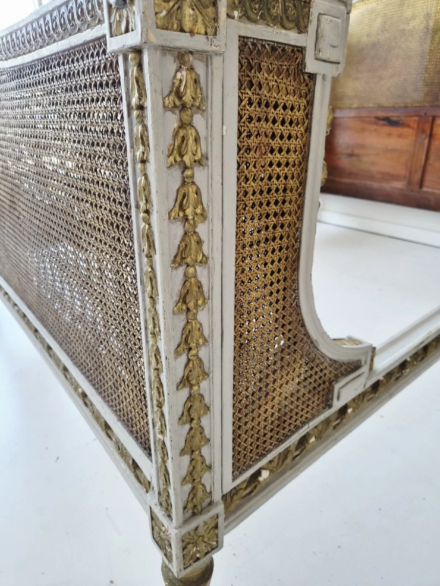 Antique French Wicker Bed In The Louis XVI Style – 19th Century-photo-2
