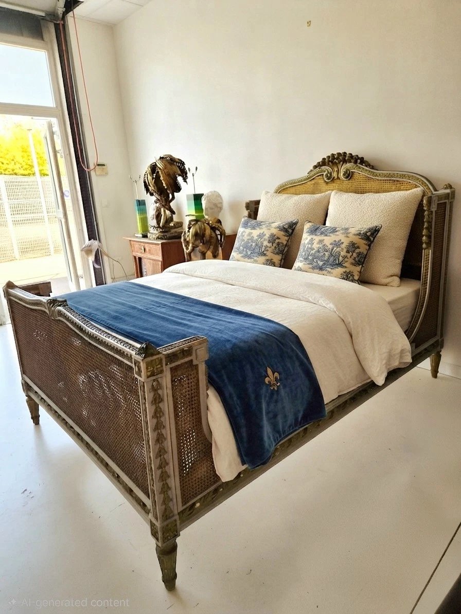 Antique French Wicker Bed In The Louis XVI Style – 19th Century-photo-2