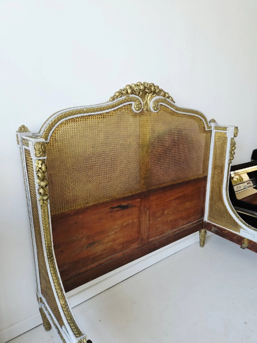 Antique French Wicker Bed In The Louis XVI Style – 19th Century-photo-3