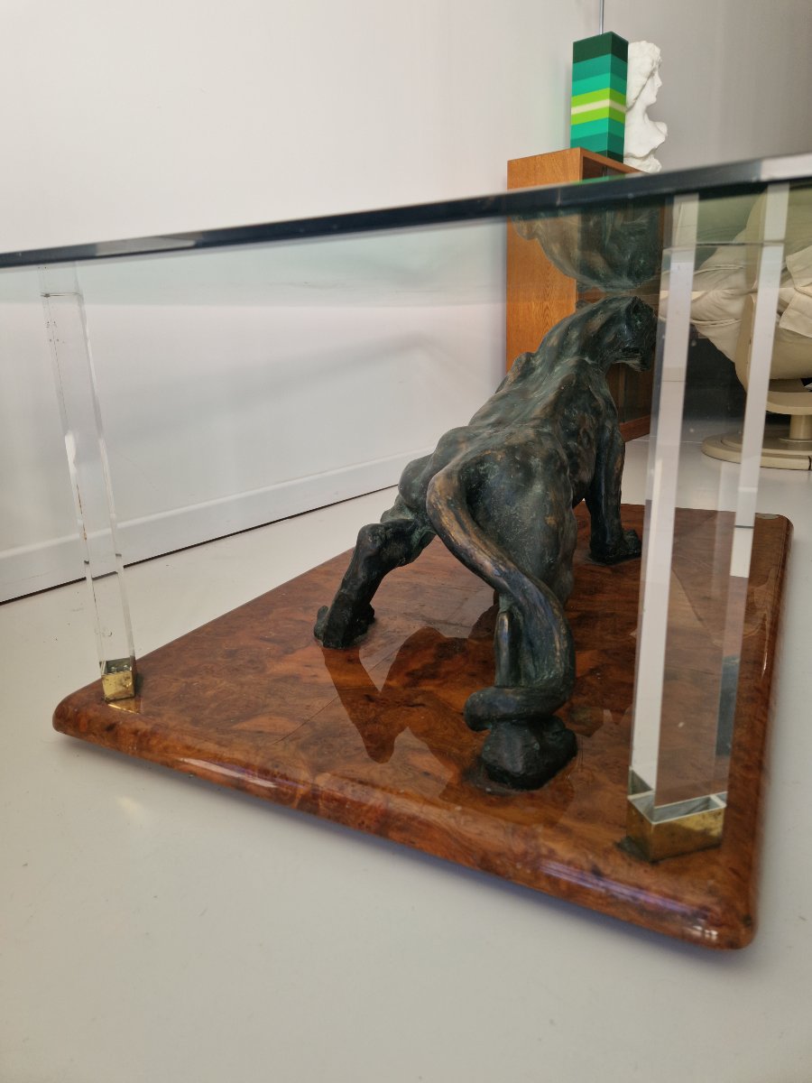 Vintage Panther Coffee Table, 1970s, By Claude Dalle -photo-1