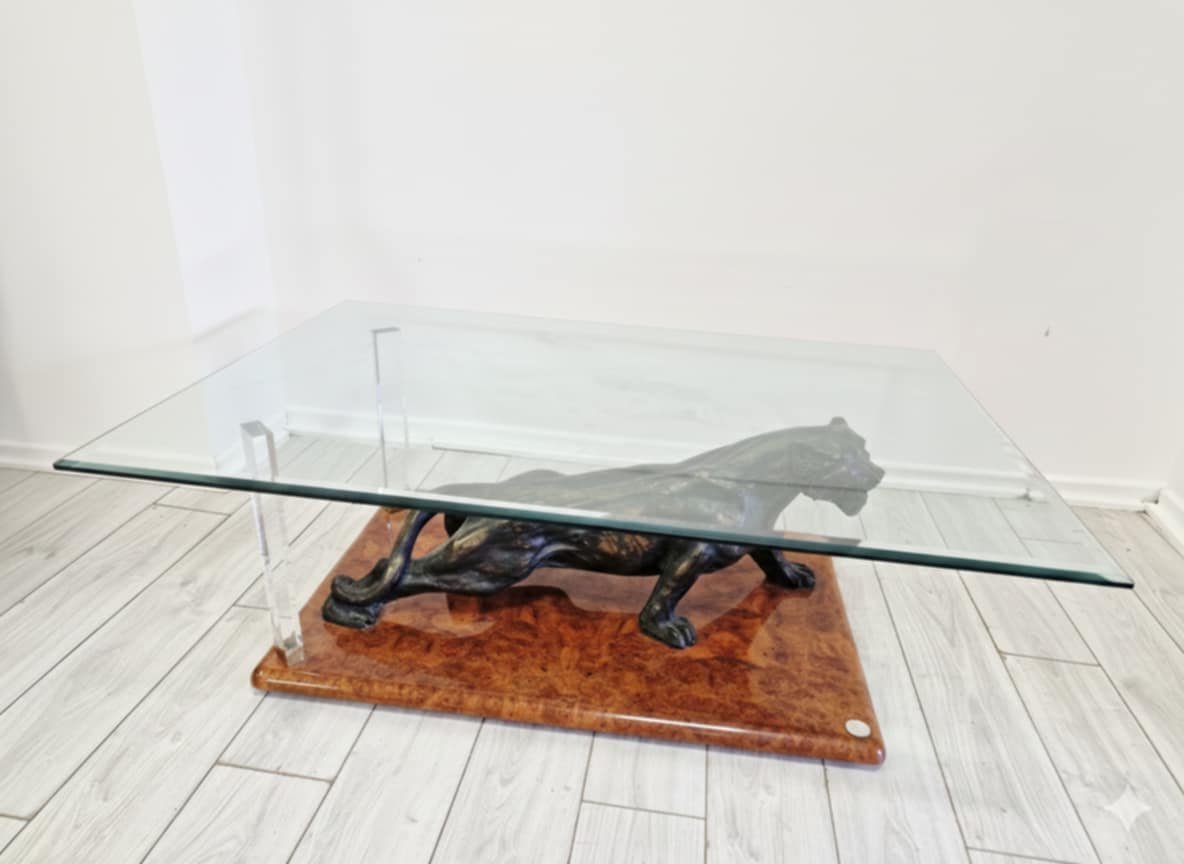 Vintage Panther Coffee Table, 1970s, By Claude Dalle -photo-3