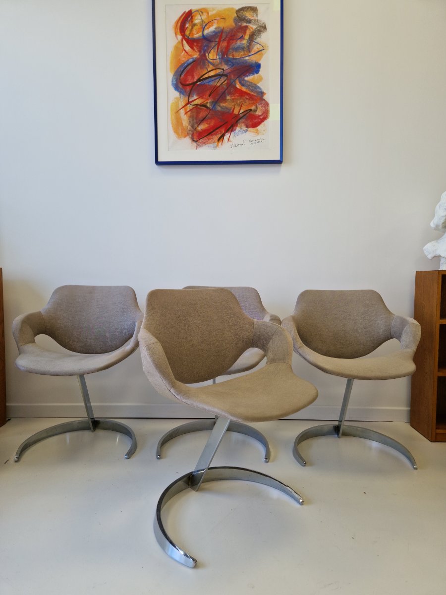 Boris Tabacoff Cantilever Dining Or Living Room Chairs, Sphinx Model-photo-2