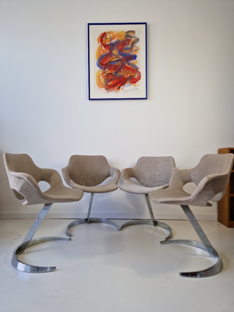 Boris Tabacoff Cantilever Dining Or Living Room Chairs, Sphinx Model