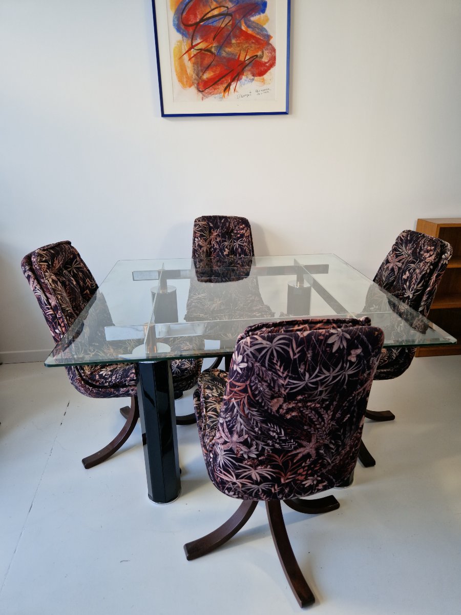 Norwegian Dining Or Living Room Chairs From The 1970s Made Of Bentwood, With A Botanical Pattern-photo-4