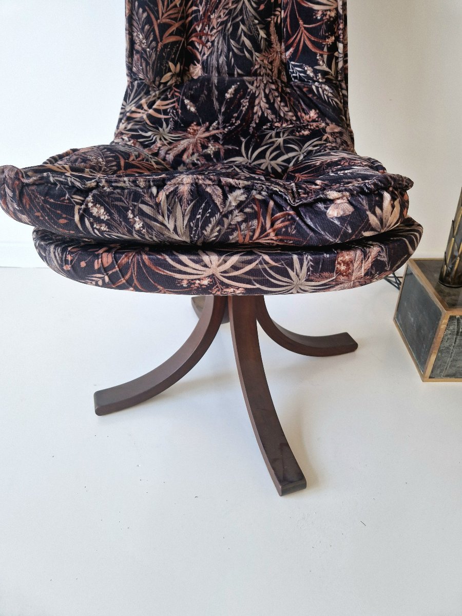 Norwegian Dining Or Living Room Chairs From The 1970s Made Of Bentwood, With A Botanical Pattern-photo-3
