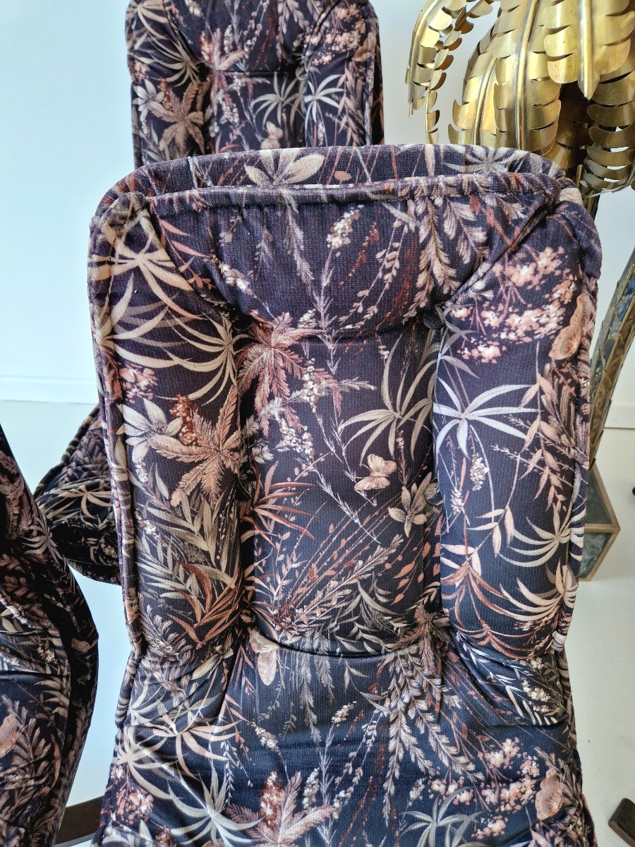 Norwegian Dining Or Living Room Chairs From The 1970s Made Of Bentwood, With A Botanical Pattern-photo-5