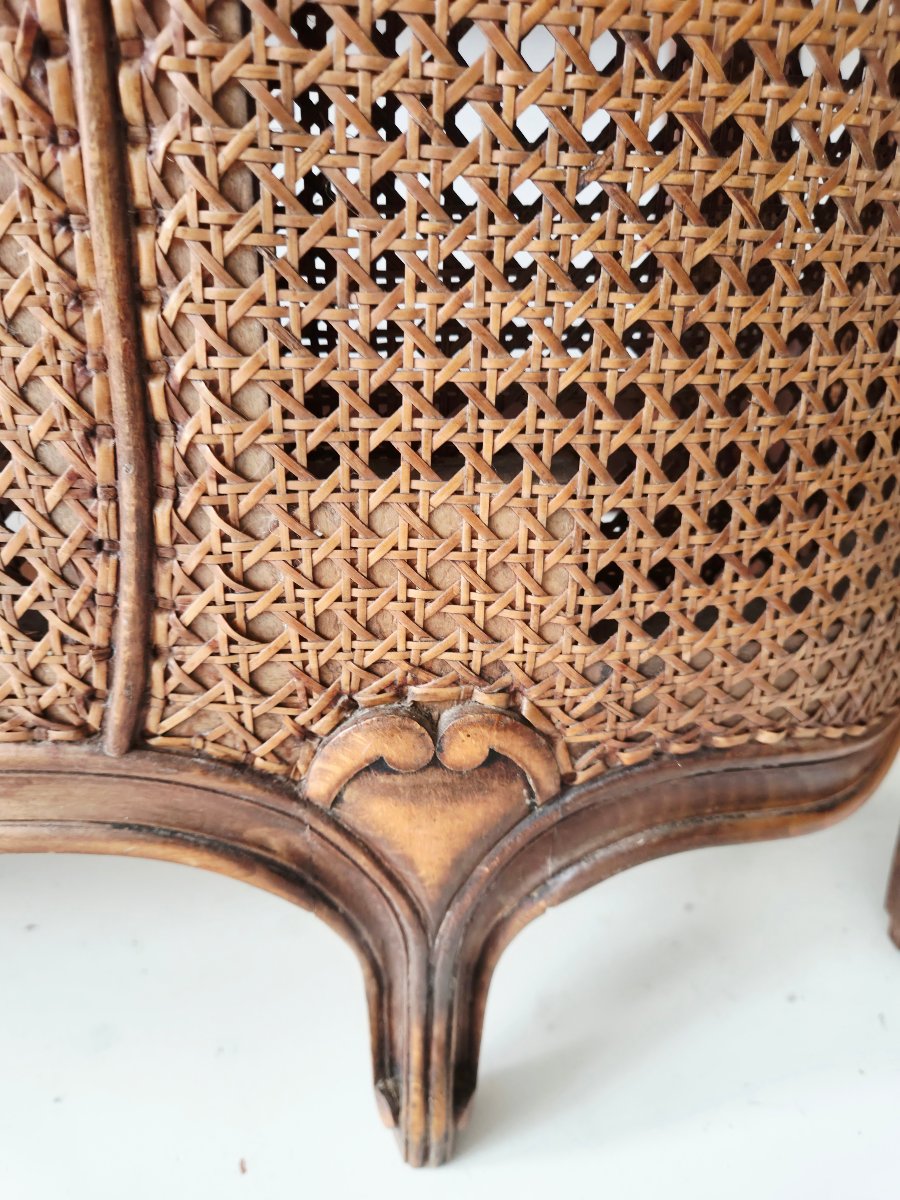 Lit Double En Canne Demi Corbielle De Style Louis XV, France-photo-3