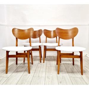 4 chaises de salle à manger à dossier papillon du milieu du siècle dernier