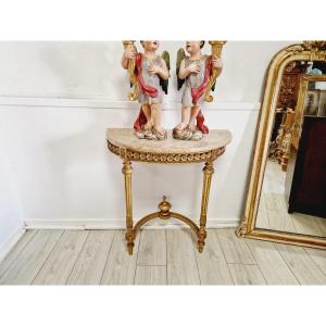 Antique Louis XVI Style Console Table With Marble Top