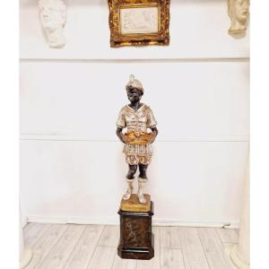 19th Century Venetian Statue In Polychrome Wood