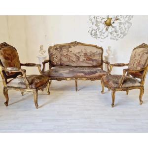 Ensemble de salon rococo ancien français Aubusson