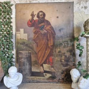Immense tableau à l'huile du XVIIIe siècle représentant Saint Matthias l'Apôtre