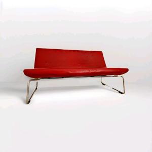 Canapé en cuir rouge ultra léger de style vintage, Barber et Osgerby pour Cappellini
