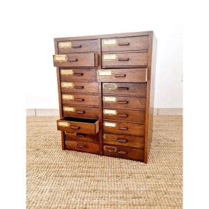 Antique Mahogany 18-drawer Index Cabinet