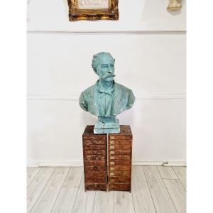 Giant Green Plaster Antique Bust