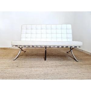 White Mid-century Barcelona Sofa