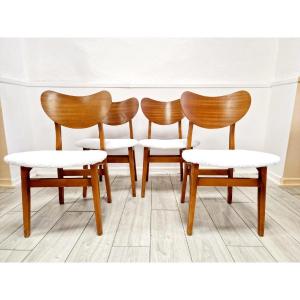 4 chaises de salle à manger à dossier papillon du milieu du siècle