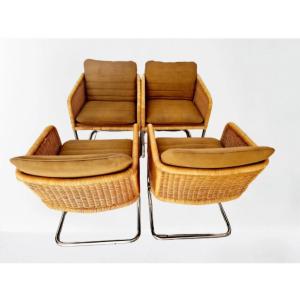 4 chaises de salle à manger Shelby Williams dans le style de Fabricius et Kastholm