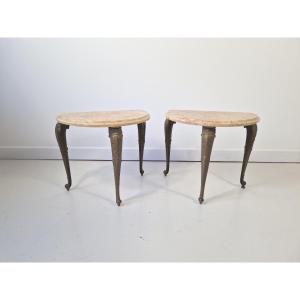 Antique French Bedside Tables With Marble Tops