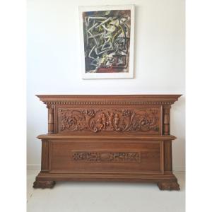 Antique Renaissance Style King Size Bed And Nightstands