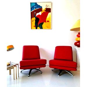 Paire de fauteuils pivotants Cofemo style futuriste italien