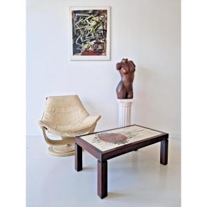Table basse mi-siècle avec plateau en carrelage, style Juliette d’Asti, années 1960, design d’i