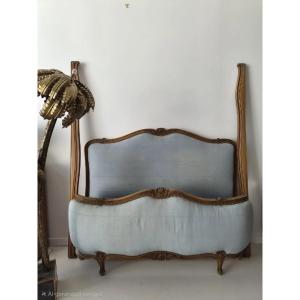 Antique French Louis XV Bed Demi Corbeille Double