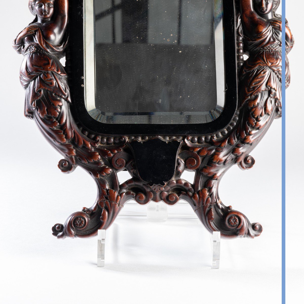 Miroir biseaut&eacute; n&eacute;o-renaissance en palissandre, XIXe-photo-4