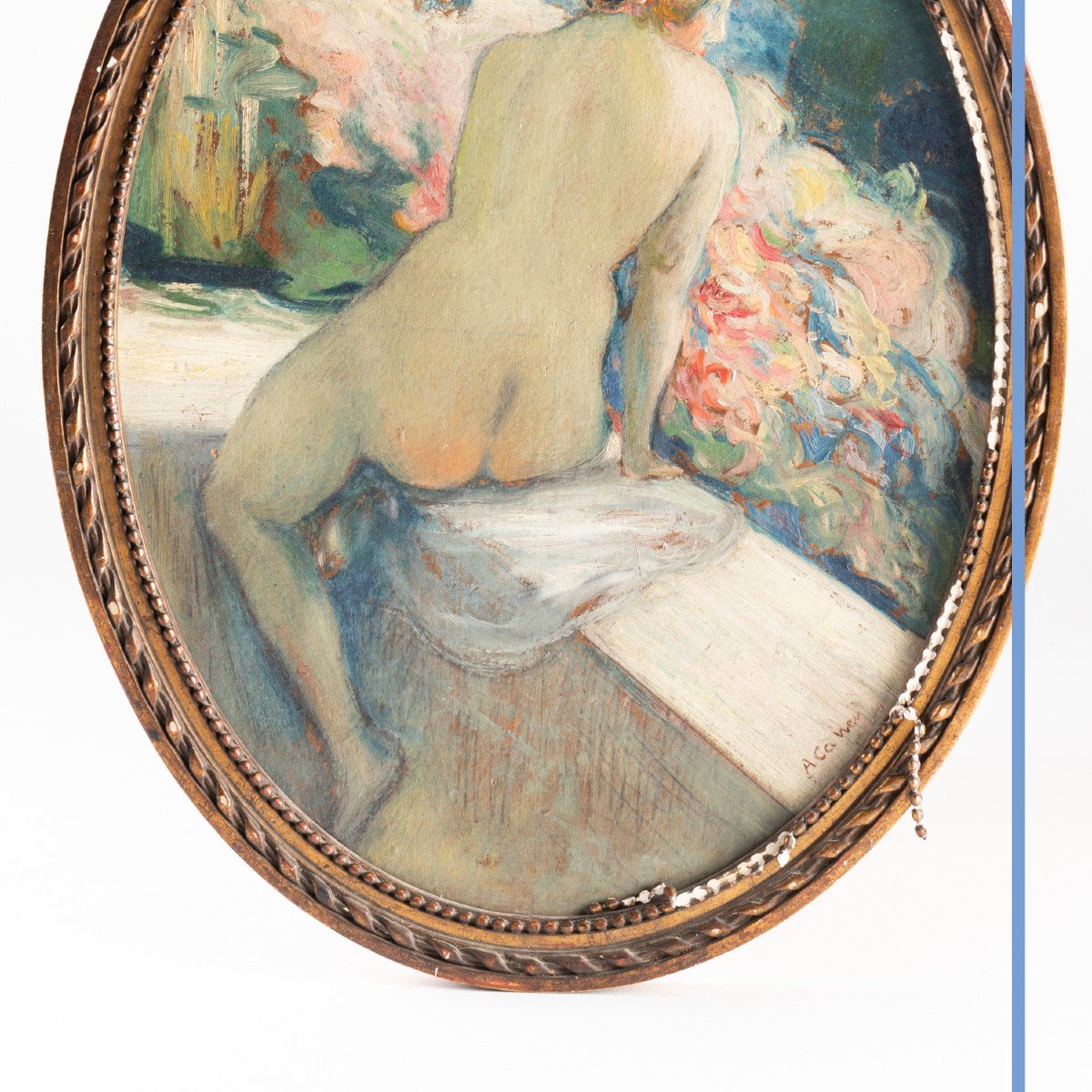 Antoine Calbet (1860 - 1944),  femme assise nue , huile sur carton, XXe-photo-4