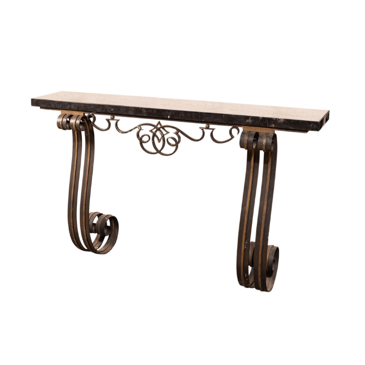 Console en ferronnerie d'art et marbre, XXe-photo-2