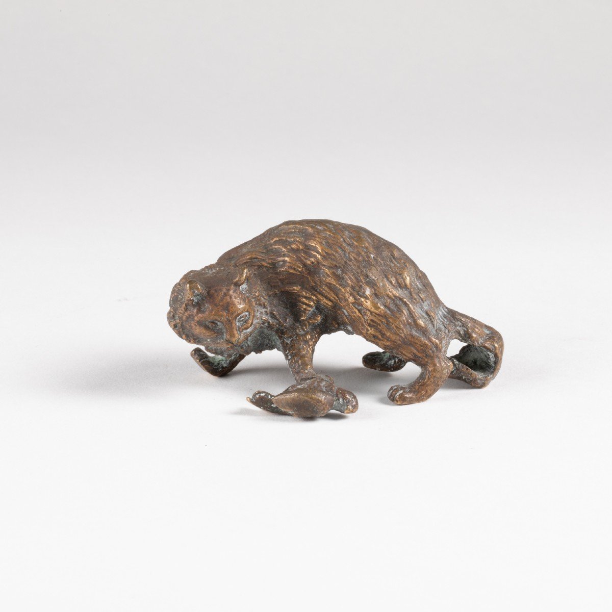 Chat jouant  avec un oiseau, bronze, XIXe