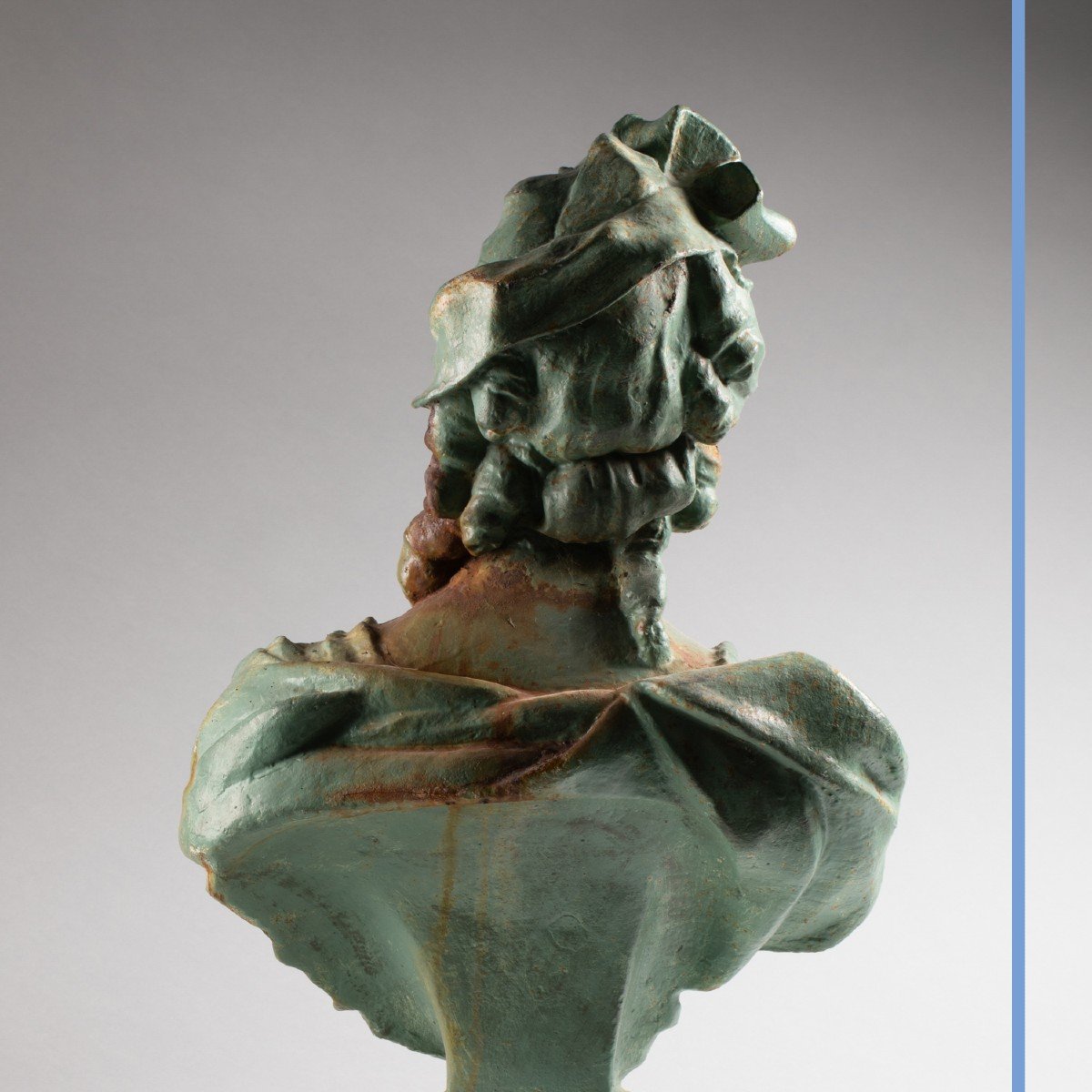 Buste de femme en fonte laqu&eacute;e verte, XIXe-photo-1