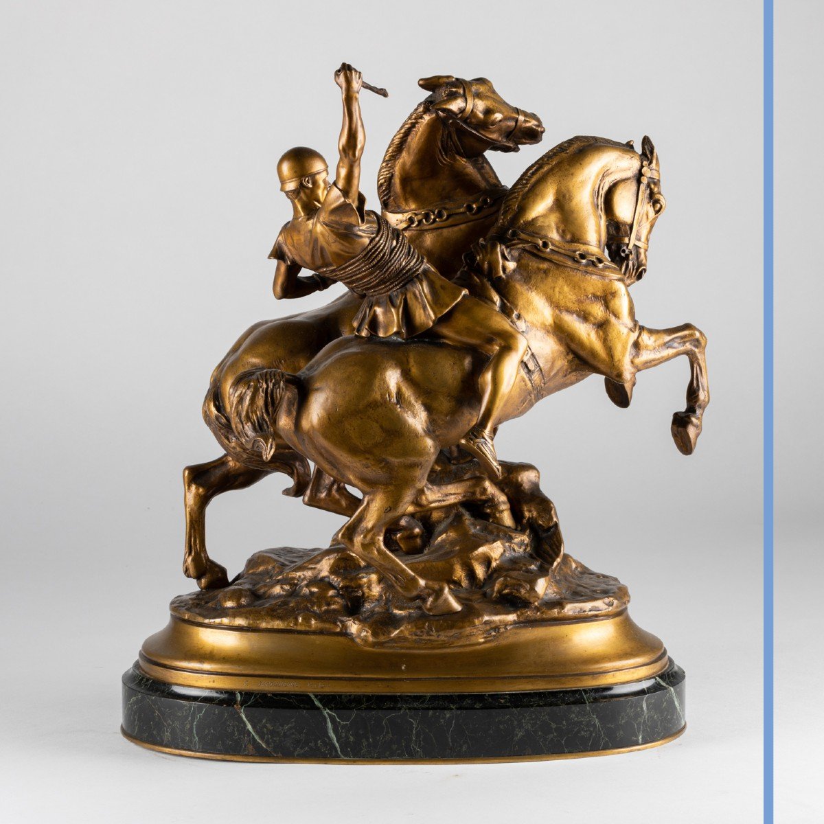 Emmanuel Fremiet (1824 - 1910), cavalier antique, bronze, XIXe-photo-3