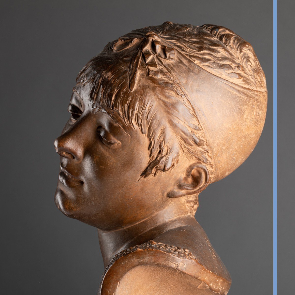Albert-Ernest Carrier-Belleuse (1824-1887), buste de femme en terre cuite, XIXe-photo-3