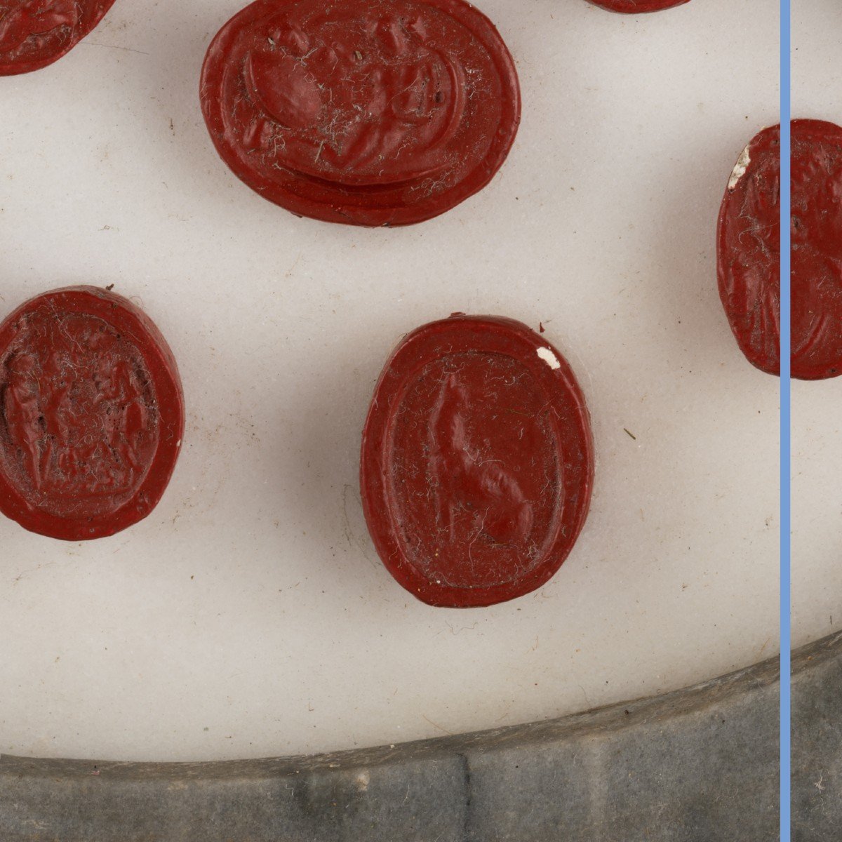 Marble Medallions Presenting A Series Of Cameos In Red Lacquered Plaster, XIXth-photo-5