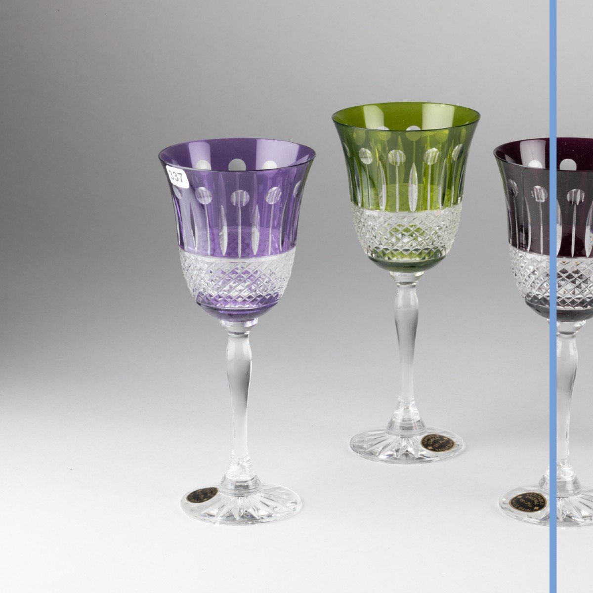 Série de verres en  cristal de Lorraine dans leur coffret, XXe-photo-2