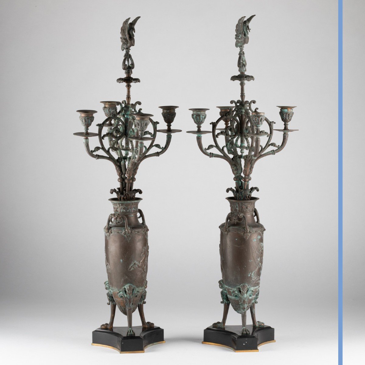 Dans le go&ucirc;t de Auguste Cain (1821-1894) , paire de cand&eacute;labres, XIXe-photo-2