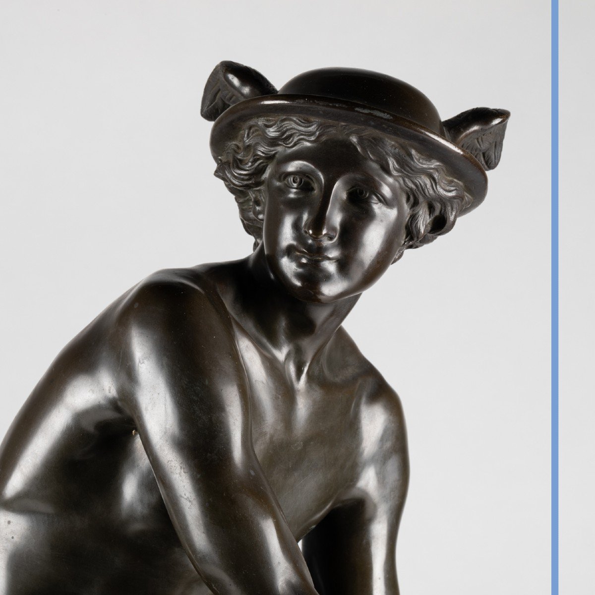 D'après  Jean Batiste Pigalle (1714-1785), Bronze, Mercure attachant ses talonnières, XIXe-photo-4