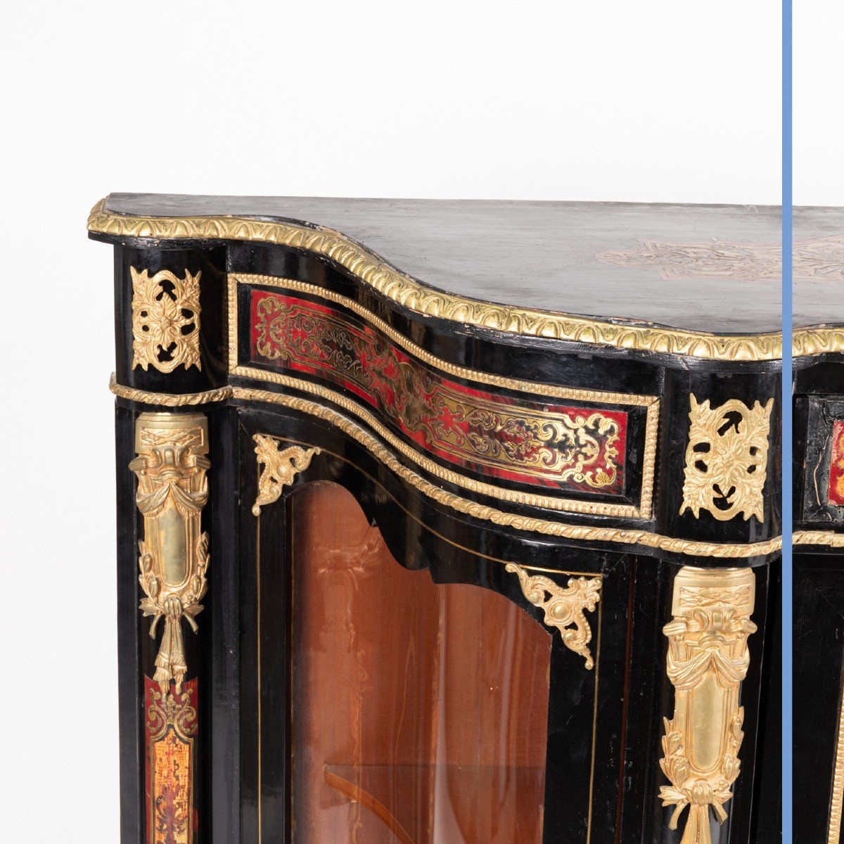 Paire de meubles vitrines &agrave; hauteur d&#039;appui  de style Boulle, fin XIXe-photo-4