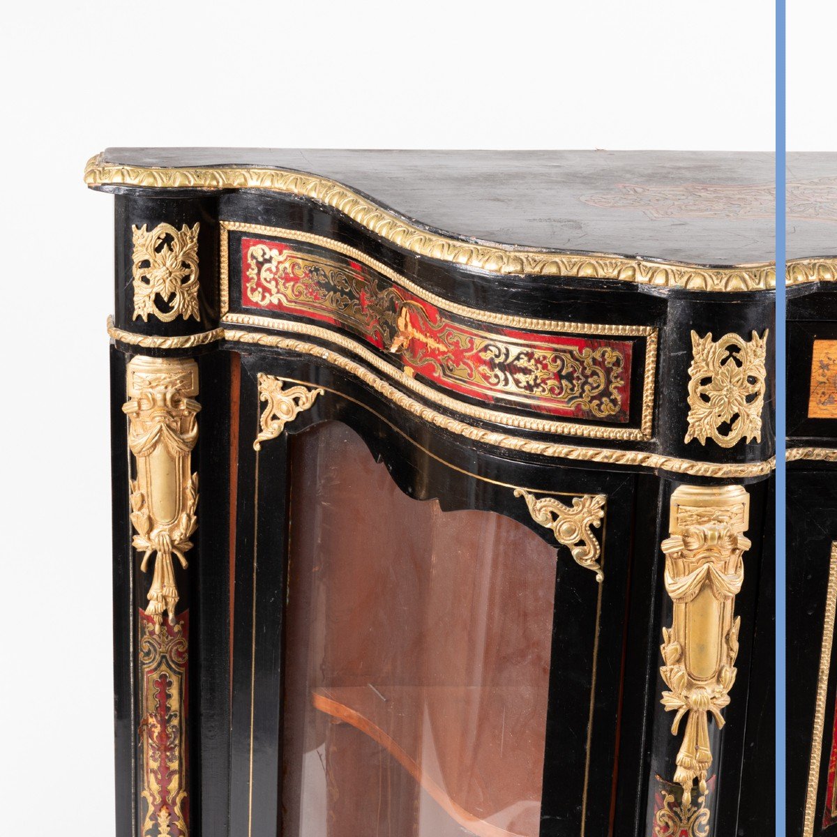 Paire de meubles vitrines &agrave; hauteur d&#039;appui  de style Boulle, fin XIXe-photo-5
