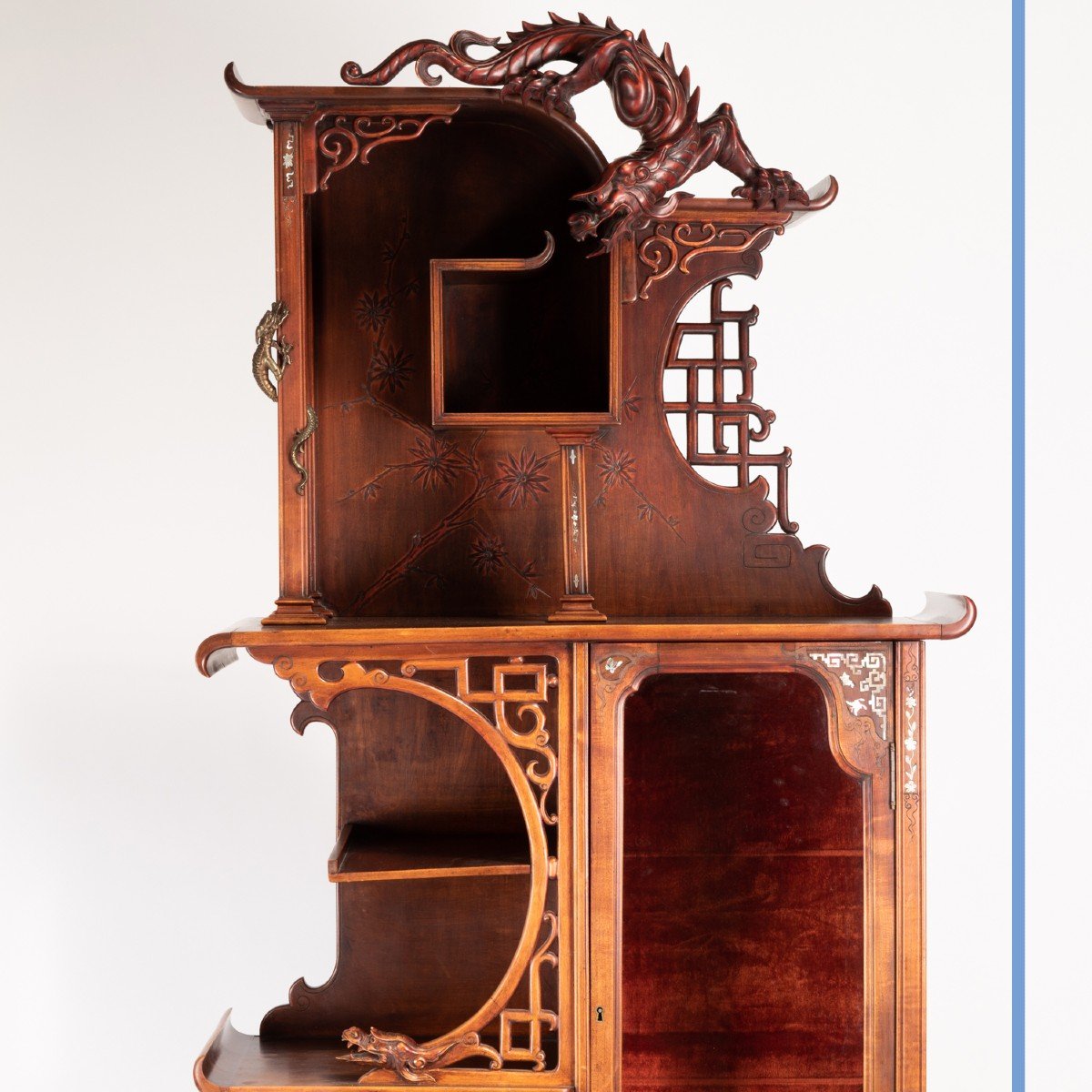 Attribué à Gabriel Viardot (1830-1904), cabinet en bois exotique, XIXe-photo-2